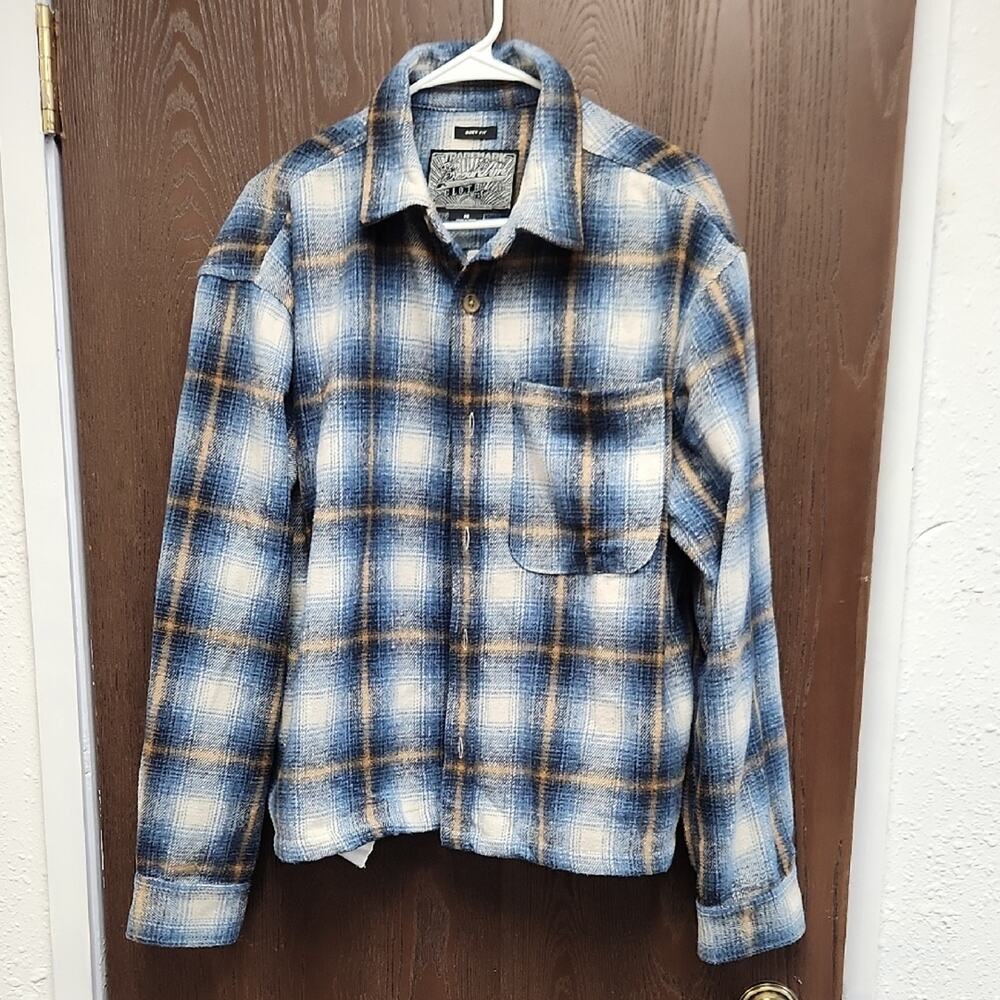Brooklyn Cloth Blue and Brown Plaid Shirt Jacket